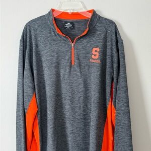 Syracuse University Mens Quarter Zip Pullover Shirt Gray Orange Size 2XL